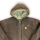 Y2K Carhartt J141 Brown Oversized Hooded Duck Jacket - Size XXL (Tagged XXXXL)