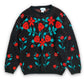 1980s Rose Black Knit Sweater - Size Medium