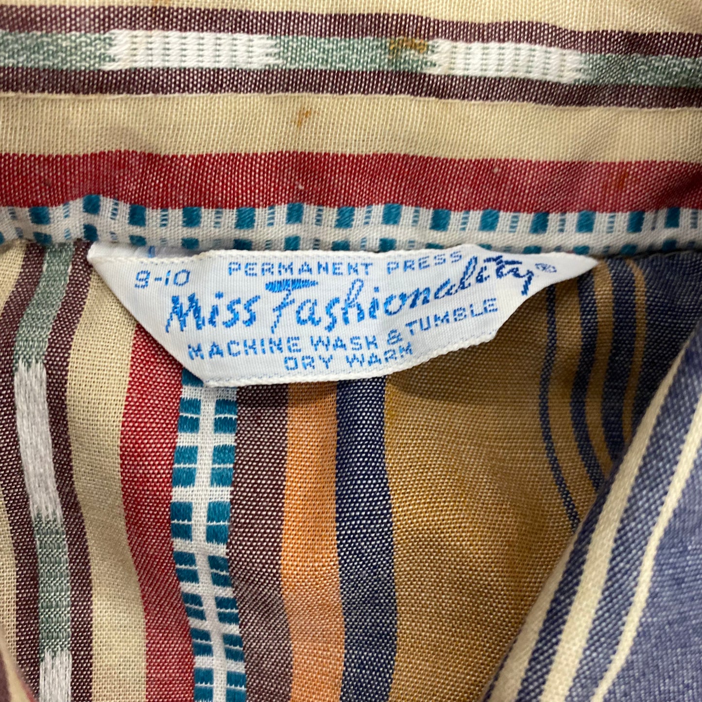 Vintage Miss Fashionality Striped Western Shirt - Size 9/10