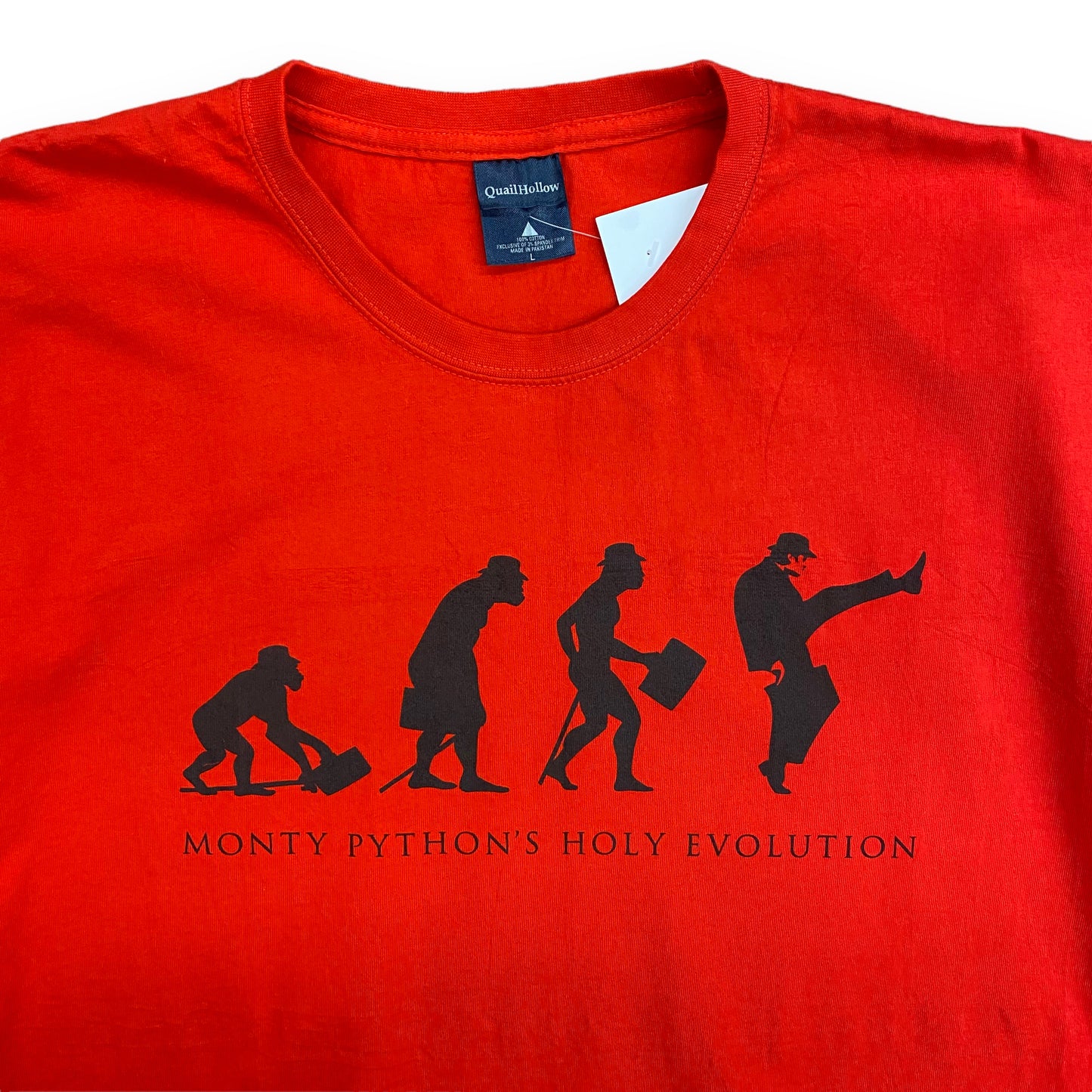 Y2K "Monty Python's Holy Evolution" Red Graphic Tee - Size XL
