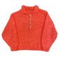 Vintage Hand-knit Coral Half Button Sweater - Size Large