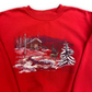 Vintage Deer & Cabin Red Crewneck Sweatshirt - Size Large
