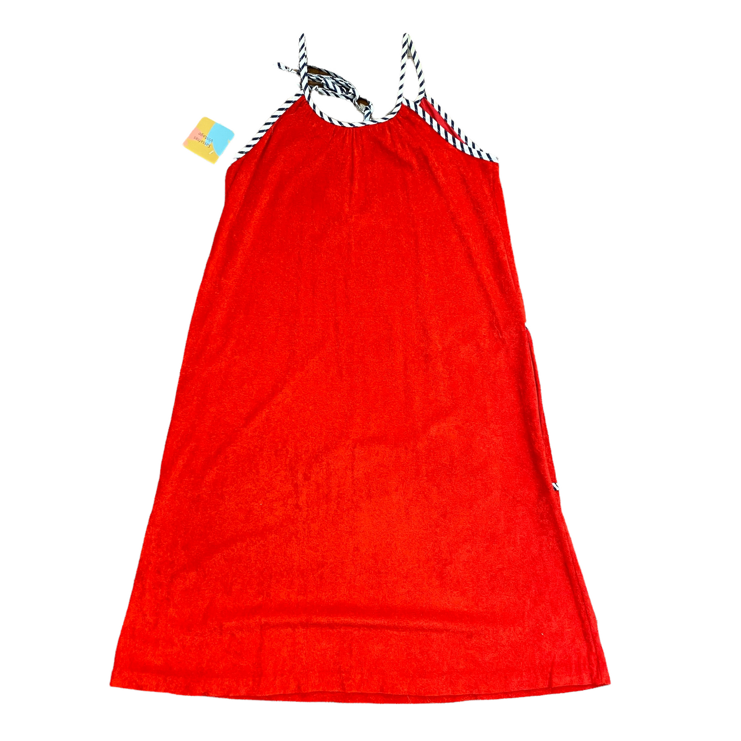 60s Red Terry Cloth Beach Dress - Size Small