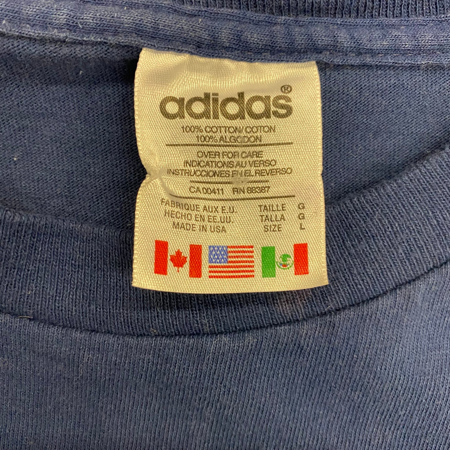 Vintage Made in USA Adidas Navy Logo Tee - Size Large